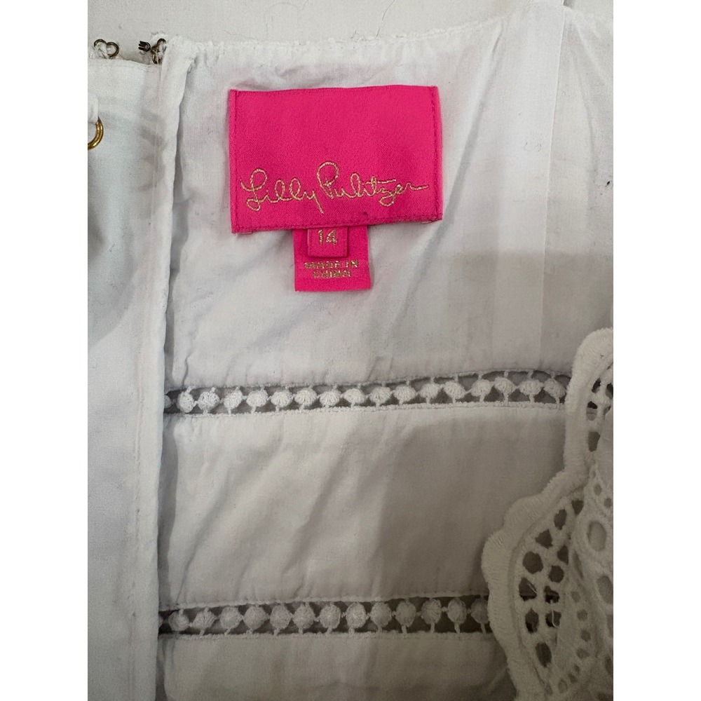 Lilly Pulitzer‎ Jaida Sweetheart Dress in Resort White Sand Dollar Eyelet 14 - Picture 4 of 11